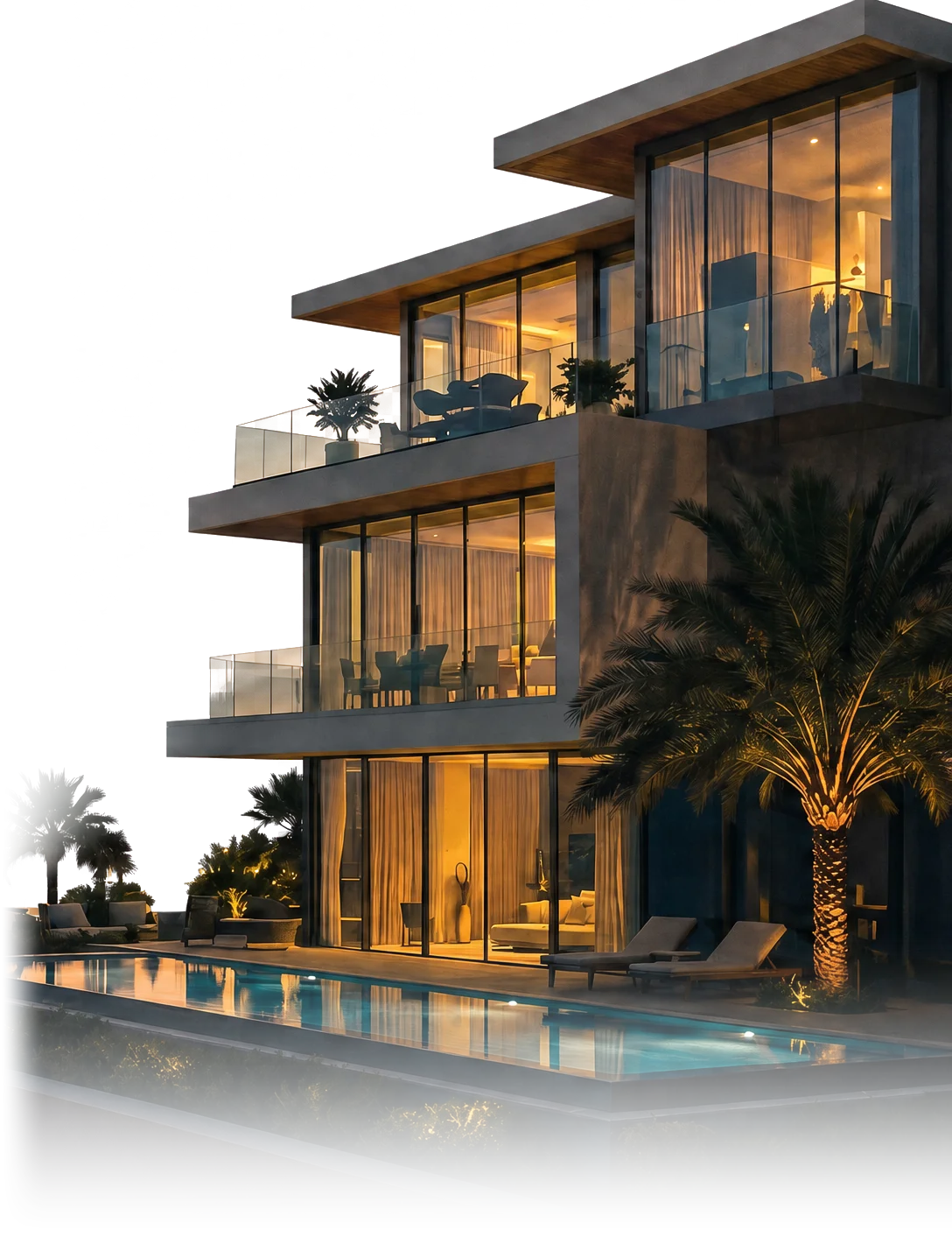 Luxury villa in Dubai with pool and palm trees